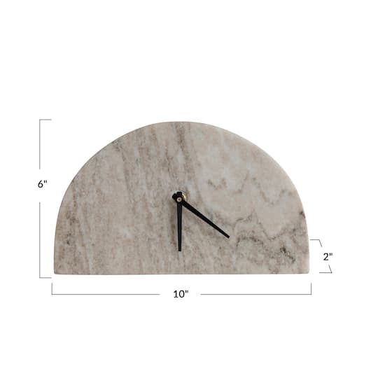 Hello Honey® Beige & Black Modern Half Moon Marble Mantel Clock
